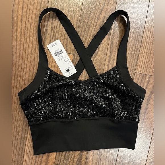 TRISTAN CANADA Cropped sequined top with crossed back straps size XS NWT - Picture 6 of 11